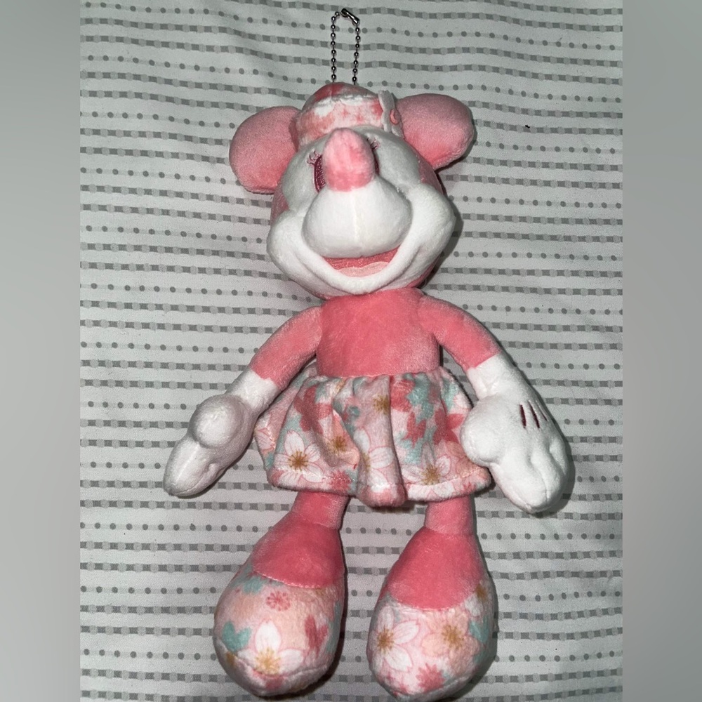 Tokyo Disney Store Pink Blossom Minnie Plushie Keychain